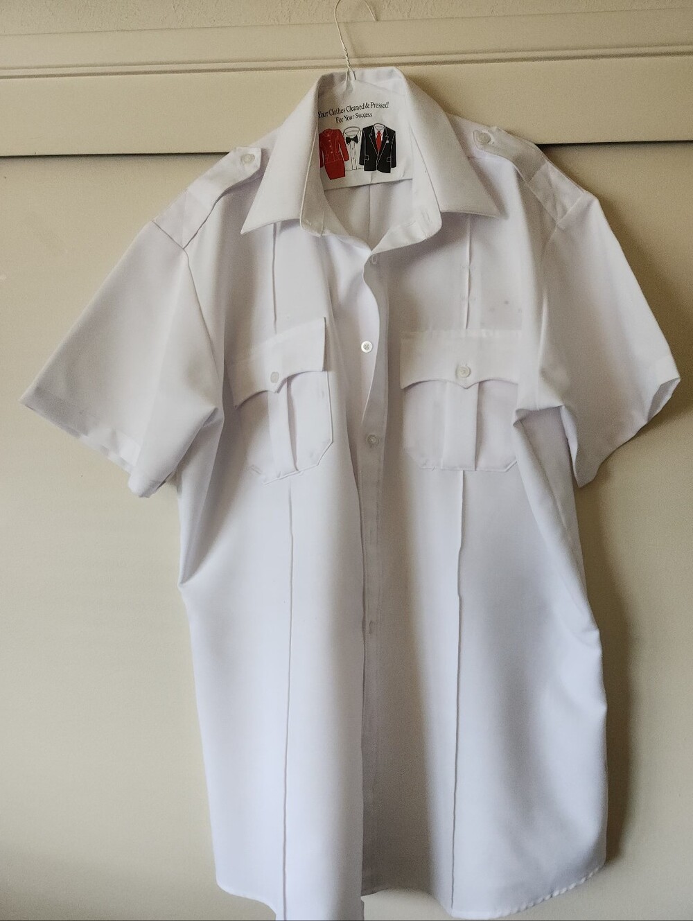 Classic Men's Short-Sleeve White Uniform Shirt